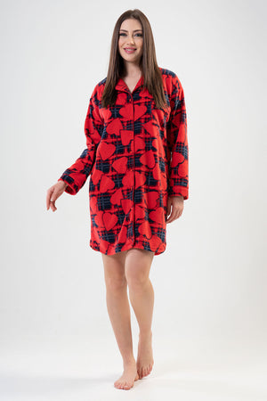 BAYAN POLAR TAMAMI DUGMELI UZUN KOL ETEGI OVAL CEPLI TUNIK