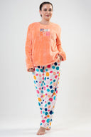 BAYAN SOFT XXL O YAKA UZUN KOL ETEGI OVAL CEPLI PIJAMA TAKIM