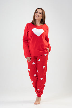 BAYAN 2IPLIK XXL O YAKA UZUN KOL ETEGI OVAL CEPLI MANSETLI PIJAMA TAKIM