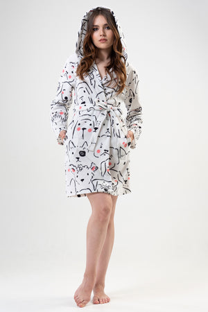 KADIN POLAR KAPSONLU CEPLI KISA SABAHLIK