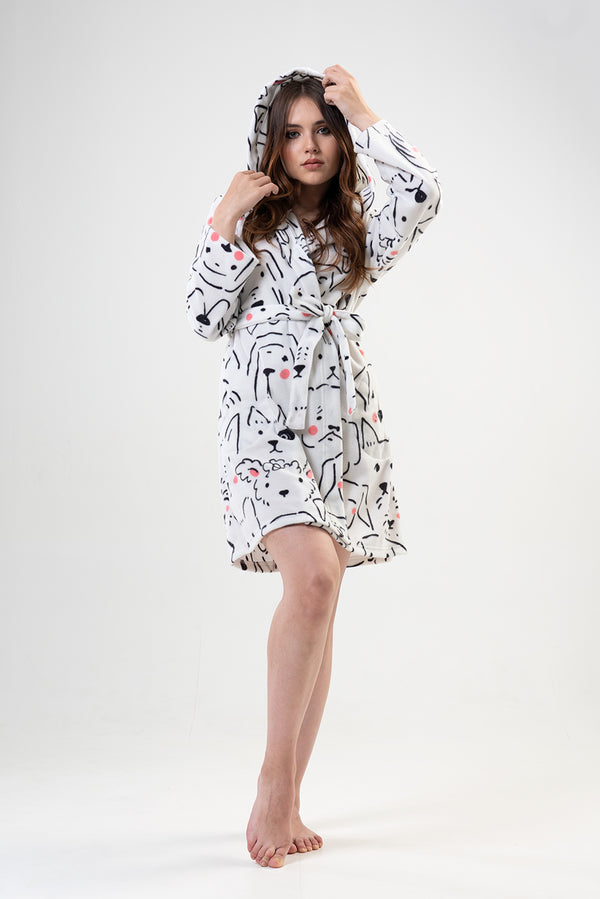 KADIN POLAR KAPSONLU CEPLI KISA SABAHLIK