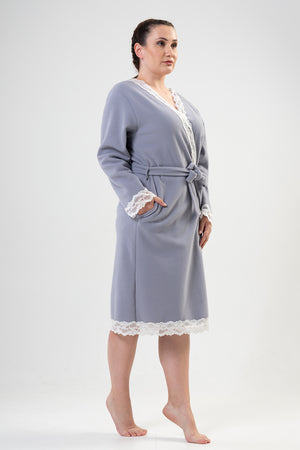 KADIN POLAR XXL UZUN KOL DANTELLI UZUN CEPLI SABAHLIK