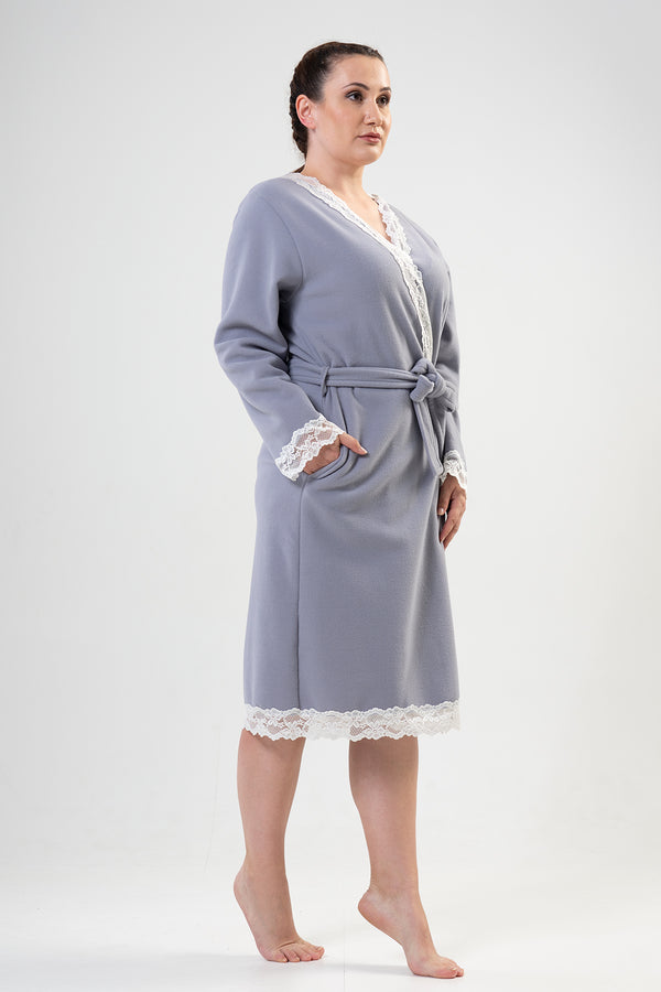 KADIN POLAR XXL UZUN KOL DANTELLI UZUN CEPLI SABAHLIK