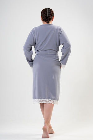 KADIN POLAR XXL UZUN KOL DANTELLI UZUN CEPLI SABAHLIK