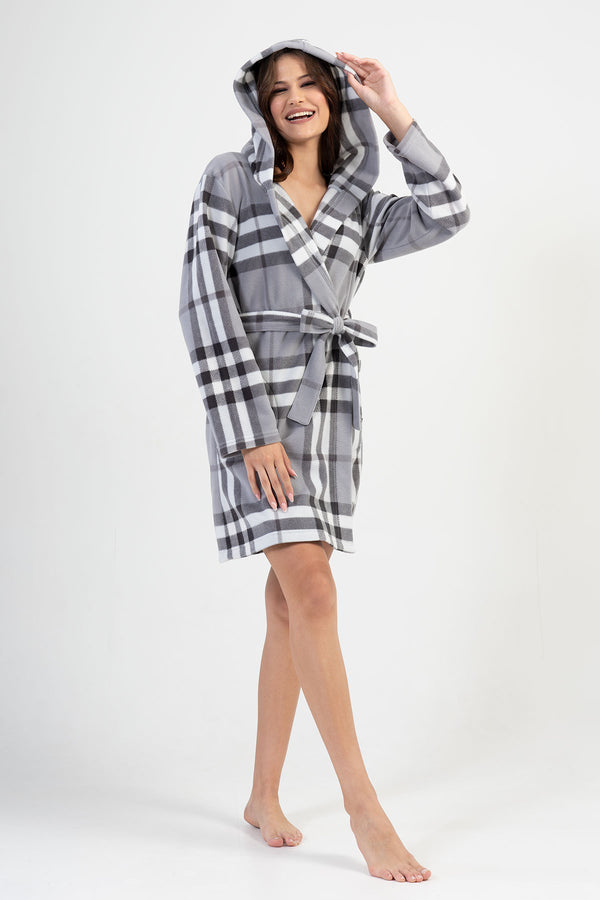 KADIN POLAR KAPSONLU CEPLI KISA SABAHLIK