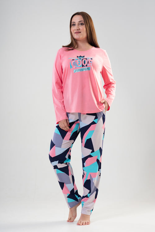 KADIN P.SUPREM XXL O YAKA UZUN KOL ETEGI OVAL CEPLI PIJAMA TAKIM