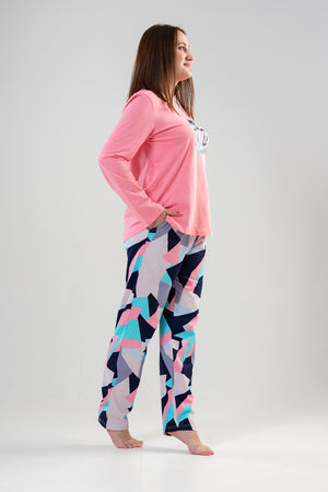 KADIN P.SUPREM XXL O YAKA UZUN KOL ETEGI OVAL CEPLI PIJAMA TAKIM