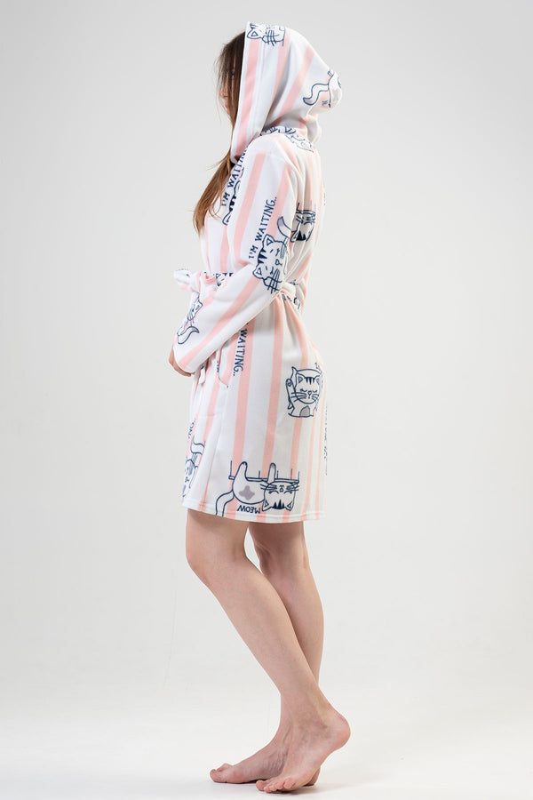 KADIN POLAR KAPSONLU CEPLI KISA SABAHLIK