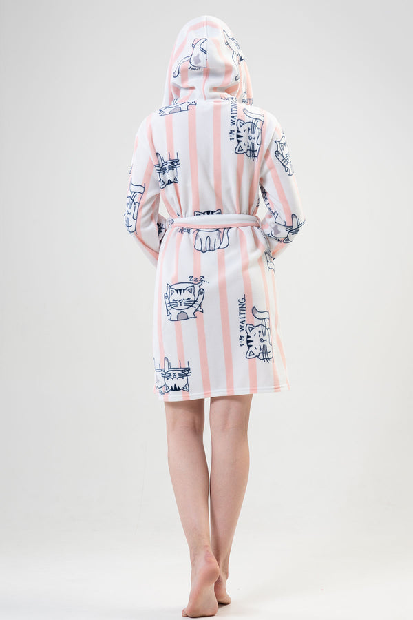 KADIN POLAR KAPSONLU CEPLI KISA SABAHLIK