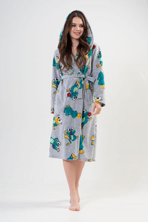 KADIN POLAR KAPSONLU CEPLI UZUN SABAHLIK