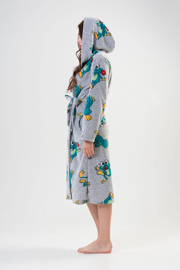 KADIN POLAR KAPSONLU CEPLI UZUN SABAHLIK