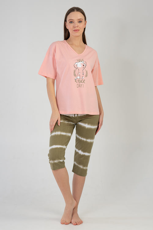 KADIN P.SUPREM V YAKA DUSUK OMUZLU KISA KOL KAPRI TAKIM