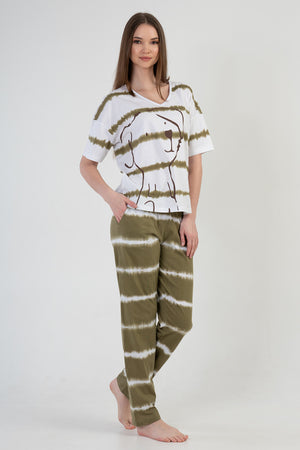 KADIN P.SUPREM V YAKA DUSUK OMUZLU KISA KOL PIJAMA TAKIM