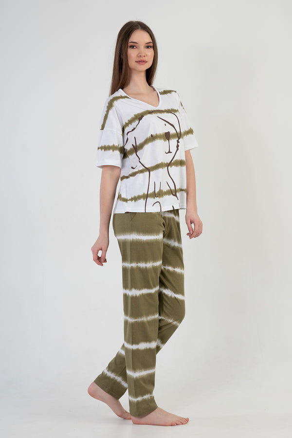 KADIN P.SUPREM V YAKA DUSUK OMUZLU KISA KOL PIJAMA TAKIM