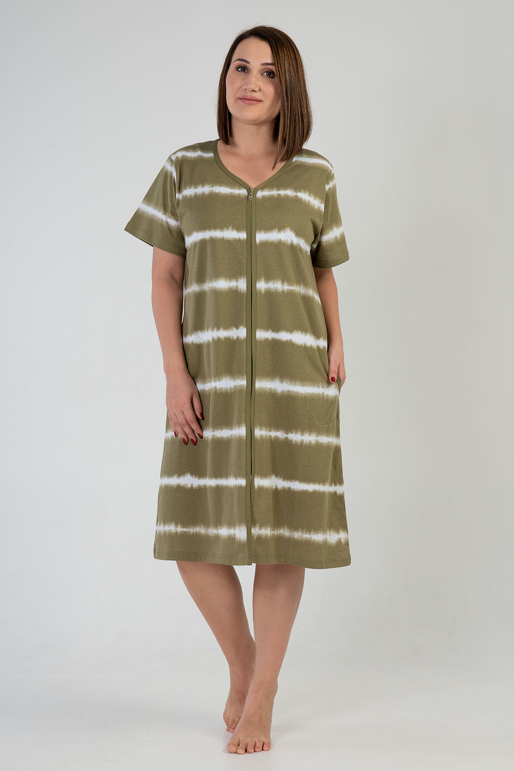 KADIN P.SUPREM XXL KISA KOL FERMUARLI CEP EV ELBISESI