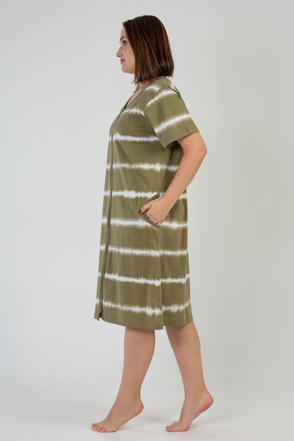 KADIN P.SUPREM XXL KISA KOL FERMUARLI CEP EV ELBISESI