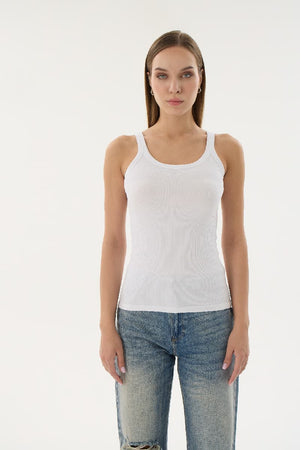 16155 KADIN FİTİLLİ İNCE ASKILI T-SHIRT