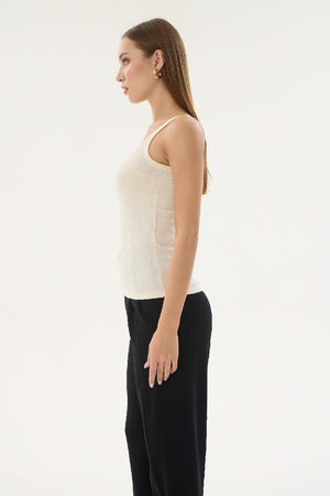 16155 KADIN FİTİLLİ İNCE ASKILI T-SHIRT