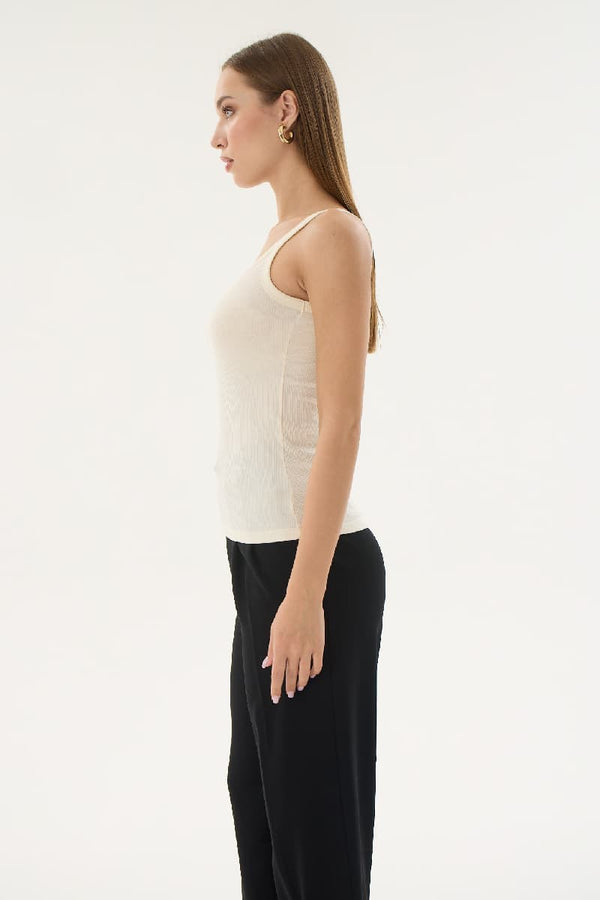 16155 KADIN FİTİLLİ İNCE ASKILI T-SHIRT