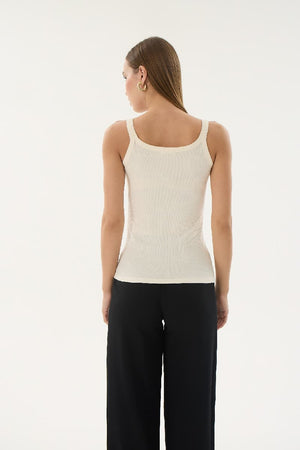 16155 KADIN FİTİLLİ İNCE ASKILI T-SHIRT