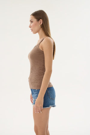 16155 KADIN FİTİLLİ İNCE ASKILI T-SHIRT