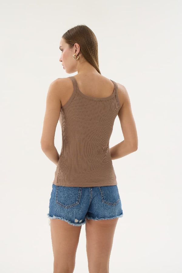 16155 KADIN FİTİLLİ İNCE ASKILI T-SHIRT