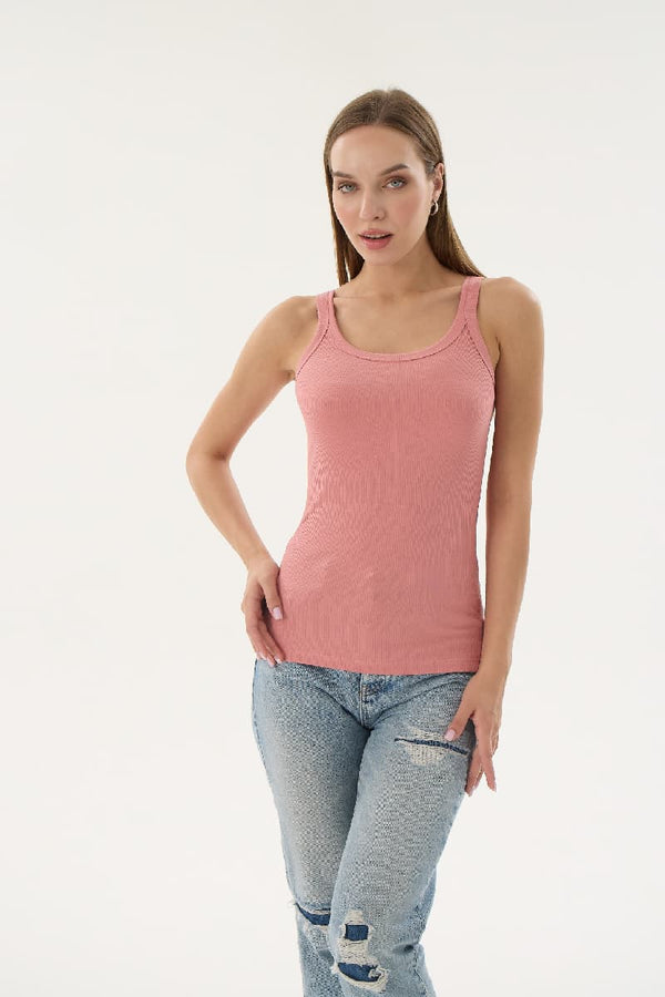 16155 KADIN FİTİLLİ İNCE ASKILI T-SHIRT