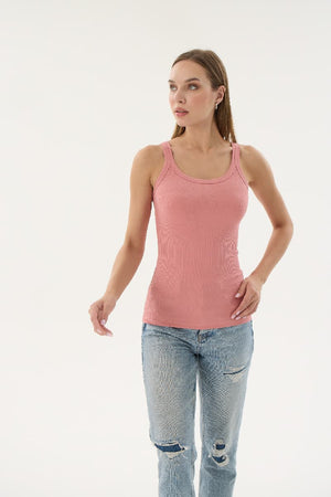 16155 KADIN FİTİLLİ İNCE ASKILI T-SHIRT