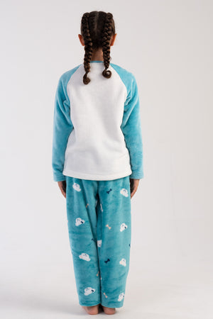 KIZ COCUK SOFT O YAKA REGLAN UZUN KOL ETEGI OVAL PIJAMA TAKIM( 7-8/13-14)