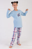 KIZ COCUK 2IPLIK O YAKA UZUN KOL ETEGI OVAL PIJAMA TAKIM(7-8/13-14)
