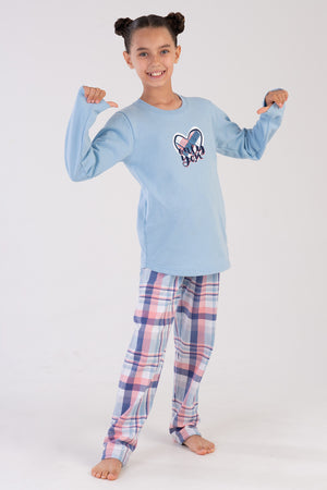 KIZ COCUK 2IPLIK O YAKA UZUN KOL ETEGI OVAL PIJAMA TAKIM(7-8/13-14)