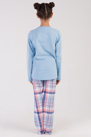 KIZ COCUK 2IPLIK O YAKA UZUN KOL ETEGI OVAL PIJAMA TAKIM(7-8/13-14)