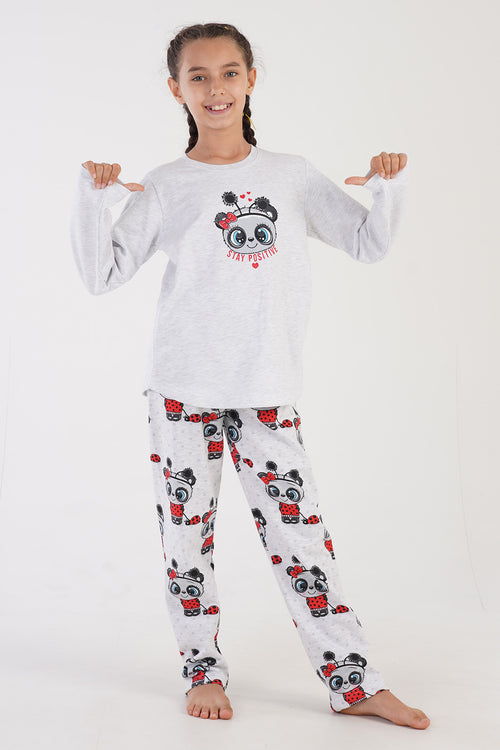 KIZ COCUK 2IPLIK O YAKA UZUN KOL ETEGI OVAL PIJAMA TAKIM(9-10/15-16)