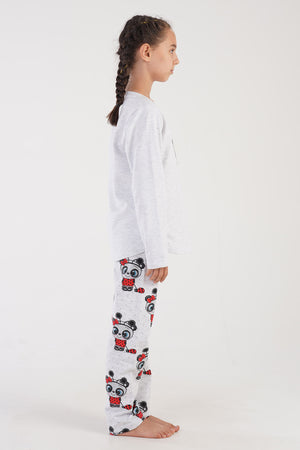 KIZ COCUK 2IPLIK O YAKA UZUN KOL ETEGI OVAL PIJAMA TAKIM(9-10/15-16)