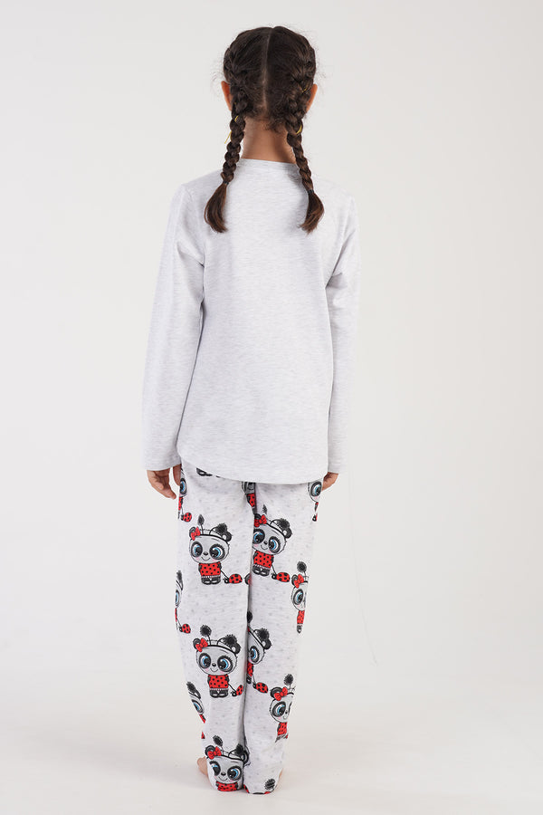 KIZ COCUK 2IPLIK O YAKA UZUN KOL ETEGI OVAL PIJAMA TAKIM(9-10/15-16)