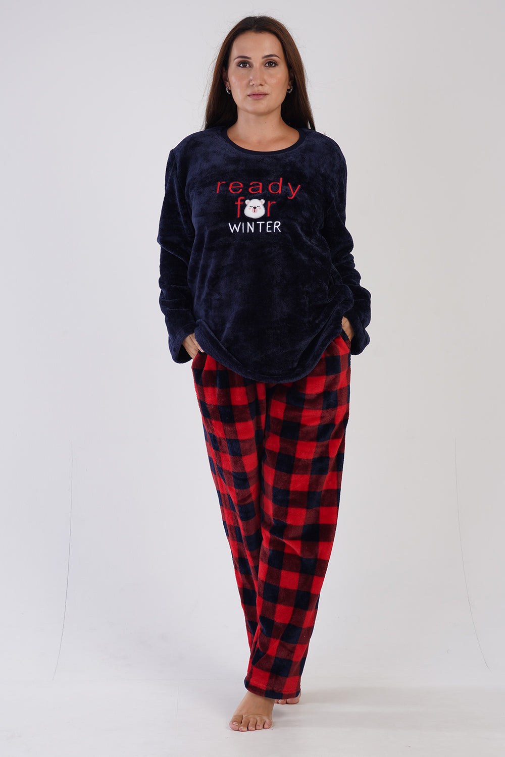 KADIN SOFT XXL O YAKA UZUN KOL ETEGI OVAL CEPLI PIJAMA TAKIM