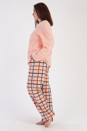 KADIN POLAR XXL O YAKA UZUN KOL ETEGI OVAL CEPLI PIJAMA TAKIM