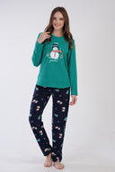 KADIN POLAR O YAKA UZUN KOL ETEGI OVAL CEPLI PIJAMA TAKIM