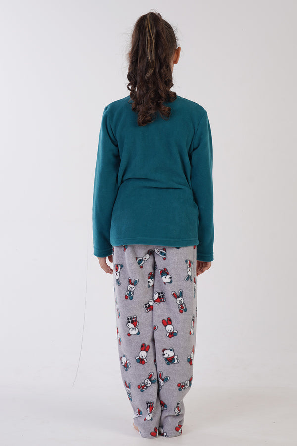 KIZ COCUK POLAR O YAKA UZUN KOL ETEGI OVAL PIJAMA TAKIM(9-10/15-16)