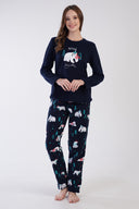 KADIN POLAR O YAKA UZUN KOL ETEGI OVAL CEPLI PIJAMA TAKIM