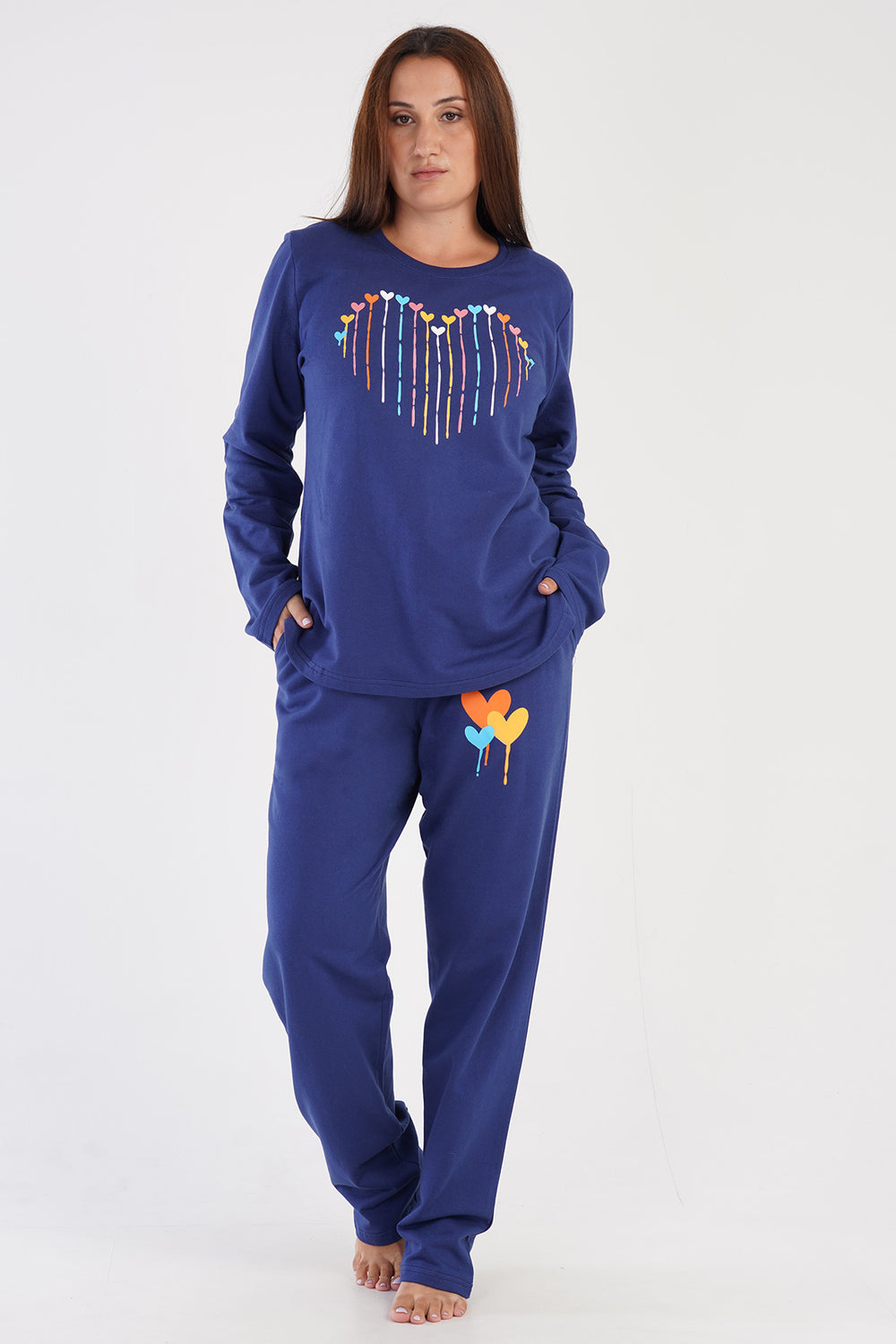 KADIN 2IPLIK XXL O YAKA UZUN KOL ETEGI OVAL CEPLI PIJAMA TAKIM