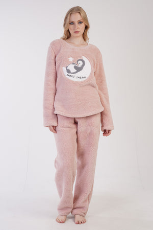 KADIN WELSOFT O YAKA UZUN KOL ETEGI OVAL CEPLI PIJAMA TAKIM