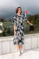 KADIN BELMANDO GOMLEK YAKA TAMAMI DUGMELI DOUBLE KISA KOL UZUN GOMLEK CEPLI TUNIK