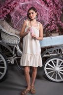 KADIN KETEN ASKILI BAGCIKLI FIRFIRLI TUNIK