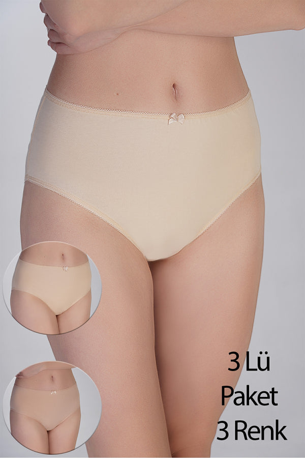Kadın Yarım Bel Bikini Penye 3 lü Külot