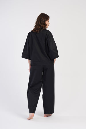 KADIN OXFORD GOMLEK YAKA TAMAMI DUGMELI 7/8KOL CEPLI PIJAMA TAKIM