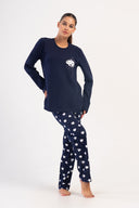 KADIN 2IPLIK XXL O YAKA UZUN KOL ETEGI OVAL PIJAMA TAKIM