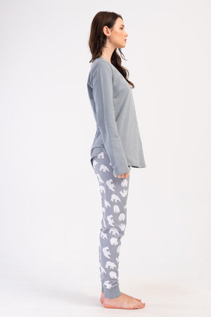 KADIN 2IPLIK XXL O YAKA UZUN KOL ETEGI OVAL MANSETLI PIJAMA TAKIM