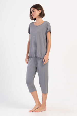 KADIN VISCON XXL KAYIK YAKA FIYONKLU KISA KOL BIBILALI KAPRI TAKIM