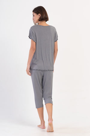 KADIN VISCON XXL KAYIK YAKA FIYONKLU KISA KOL BIBILALI KAPRI TAKIM